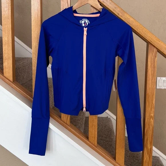 NEW Free People Movement Playin For Keeps Zip Hoodie Layer Sapphire Skies Combo - Picture 4 of 13